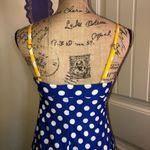 Betsey Johnson Rare Swim Dress/ Coverup in Blue White & Yellow Polka Dot Sz S Photo 6