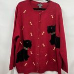 Red Scottie Dog Pattern Sweater 3x button down plaid cardigan bell Photo 0