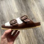 Antenora brown Leather Sandals size 39 or 9 slides handmade Italy buckles NEW Photo 1