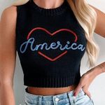 NWT Black America Love My Country Sweater Knit Tank Top Size L Size L Photo 0