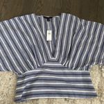 Banana Republic  blue and white cropped blouse Photo 3