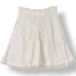 Rebecca Taylor Tweed Frayed Hem Skirt Womens Size 4 Ivory Boho Photo 0