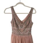 BHLDN Anthropologie Sterling Beaded Tulle Maxi Dress Oyster Bridesmaid Womens 0 Pink Photo 2