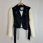 Pistola  Anita Moto Faux Leather Shearling Black Beige Jacket XS Photo 8