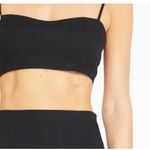 CAARA Crop Top Womens Small Black Linen Rayon Bralette Bustier Smocked Back‎ Photo 1