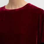 Eileen Fisher Dress Deep Cranberry Silk Blend Velvet Long-Sleeve Dress Sz XS NWT Photo 2