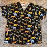 Dickies  Scrub Top - Size Large - Safari Animal Print Cotton Photo 0