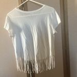 American Eagle FINAL MARKDOWN  White Short Sleeve Fringe Tee medium Photo 2