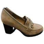 Giani Bernini Women's  Taupe Loafers with Silver Hardware Size 8 block heel Photo 1