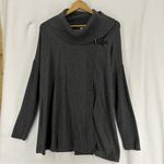 Croft & Barrow  Cowl Neck Long Sleeve Buckle Sweater Women’s Small Grey Photo 0