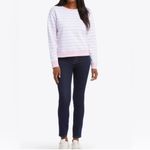 Draper James  Women’s Kelsea Sweatshirt in Pink White Awning Stripe Size‎ Large Photo 8