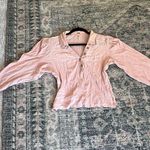 Free People gauze light pink pastel button down blouse M Photo 10