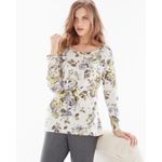 Soma Womens Top Sz L Divine Terry High Low Top Twilight Heather Moonlight Floral Photo 1