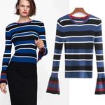 ZARA knit striped red blue black flared sleeve sweater top Photo 1