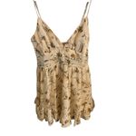 Angel Biba Fall Floral Sleeveless chiffon Mini Dress Cream Yellow Boho Western Photo 1