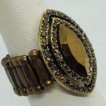 Paparazzi NIB Vintage Vault Modern Millionaire Stretchy Brass Ring Photo 3