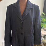 Les Suit Dark Wash Denim‎ Blazer Jacket, Button Front Career Business Women Blue Size M Photo 0