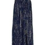 Olivaceous Navy Print V-Neck Flowy Maxi Dress - Size: Small Photo 0