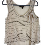 Just Black Cream Beaded Tank Blouse Small Photo 0