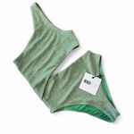 Beach Riot NEW  Celine Cut Out One Piece Metallic Green Swimsuit Sz S Photo 2