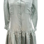 Rickie Freeman for Teri Jon Teal Blue Green Drop Waist Shirtdress Silk Size 10 Photo 3