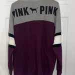 PINK - Victoria's Secret Pink Gray and Purple Lace-Up Sweatshirt Photo 2