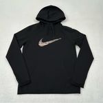 Nike Therma-Fit Swoosh Logo Just Do It Black Athletic Hoodie Sweatshirt Womens S Photo 0