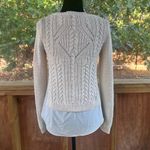 Anthropologie Moth Ella Cable Knit Sweater White Layered Size XS Photo 3
