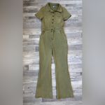 Urban Outfitters Green Denim Short Sleeve Pantsuit Front Snap Q19 Photo 6
