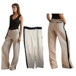 Reiss Luella Colorblock Linen Wide Leg Trousers Neutral Size 10 R Photo 2