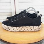Bobs by Skechers Woven Canvas Espadrille Platform‎ Sneakers Black Tan 8 Photo 2