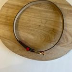 Vintage 90s Red Vegan Leather Gold Horn Buckle Belt Size XS Photo 4