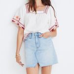 Madewell  Rigid Denim A-Line Mini Skirt Cutout Edition Light Wash Denim Size 28 Photo 11