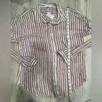 Maurice's Maurice’s Women’s Lightweight Button Down Shirt Mauve White Stripe Size L NWT Photo 5