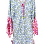 Z&L Europe Blue Pink Printed Bell Sleeve Dress Sz L Size L Photo 8