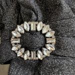 Symphony Shimmer Belted Asymmetrical Flare Hem V-neck Dress Black/Silver Size 2X Photo 7