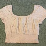 Hollister light pink floral off the shoulder cropped size medium shirt Photo 0