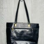 Vintage Marino orlandi large black leather tote bag purse laptop designer gold h Silver Photo 0