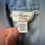 Vintage 90s Chazz zip front denim jean moto vest, size medium Blue Photo 8