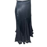 Alfani Whimsygoth Silk Bias Midi Skirt Ruffle Hem Black Godet Flowy Women 10 Photo 2