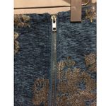 Free People Mini Skirt Size 4 Dark Turquoise Boho Brocade Textured Zip Front Photo 3