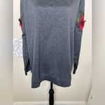 Very J NTM:  Thicker Charcoal Long Sleeve Top with 3D Rose Embroidery Sz XL Photo 3
