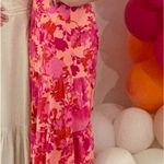 Lulus Pink Floral  Tiered Halter Midi Dress Photo 1