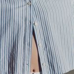 Everlane NWT  Women PJ Top Shirt Medium Striped Woven Cotton Boxy White Blue S Photo 4