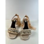 Badgley Mischka Tana Heels Womens Silver Chiffon Ankle Strap Bridal Sandals 9.5 Photo 1