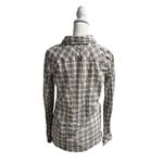 Johnny Was  3J Workshop Plaid Long Sleeve Button Up Ruffle Front Gray Small Photo 1