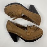 Vintage Y2K Size 9 90s Union Bay Nicolette Platform Wood Heel Studded Pumps Tan Brown Photo 1