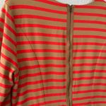 Fossil  Orange Striped Knee Length Dress 3/4 Sleeve Exposed Zipper Back Sze Large Photo 5