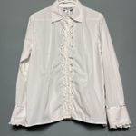 Pendleton  Petites Button Down Ruffle White Long Sleeve Shirt Women’s Size 18 Photo 0