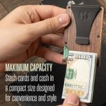 Slim Wallet For Men - Front Pocket RFID Blocking Minimalist Wallet For Men - Metal Wallet With Money Clip For Men (Walnut Wood) Photo 2